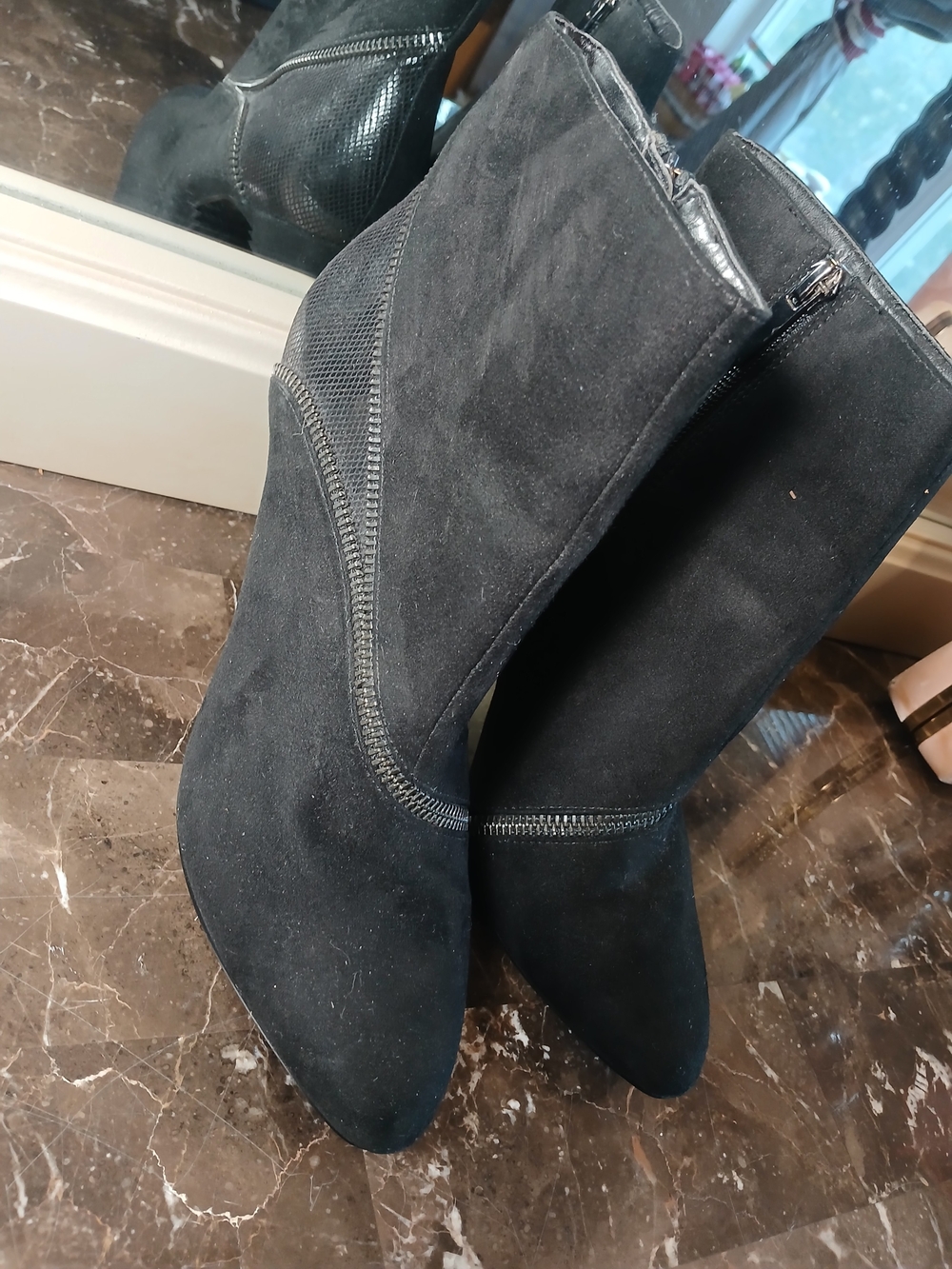 Coach and Four Black Pointed Toe Stiletto Ankle Booties - Picture 7 of 15